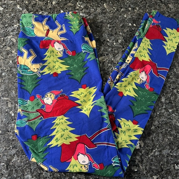 LuLaRoe Holiday Christmas Collection Unicorn Santa Leggings Plus Size 1X TX - Picture 2 of 12